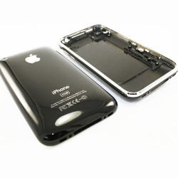 Coque arrière de remplacement iPhone 3GS noir avec contour chromé bezel
